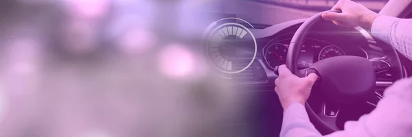 Цифровой Комикс Человеке Рулем Автомобиля Интерфейсом Дисплея Голова Вверх Переходом — стоковое фото