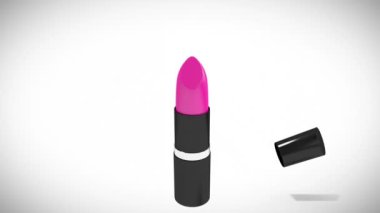Pembe ruj beyaz arka plan üzerinde çizim dijital oluşturulan video