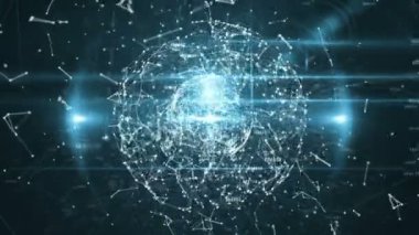 Dijital olarak oluşturulan ikili kodu ile poligonal daire noktalar ve çizgiler bağlanma