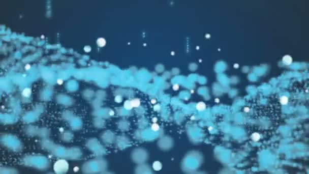 Крупним Планом Цифрове Генерування Блискучих Синіх Ліхтарів — стокове відео