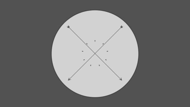 Seta Cruzada Círculo Contra Fundo Cinza — Vídeo de Stock