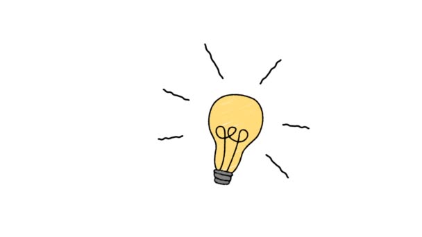 Иллюстрация Электрической Лампочки Белом Фоне — стоковое видео