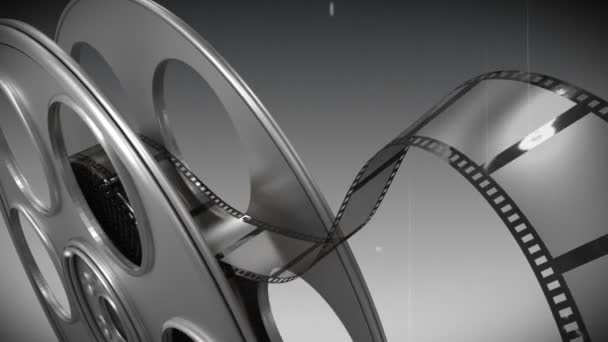 Digitally Generated Film Reel Black White Background — Stock Video