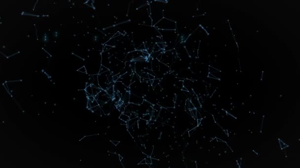 Matrix Βρόχο Πολυγωνικό Συνδέοντας Τελείες Και Γραμμές Μαύρο Φόντο — Αρχείο Βίντεο