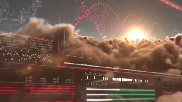 Digital Generierter Computerbildschirm Gegen Wolken Bei Sonnenuntergang — Stockvideo