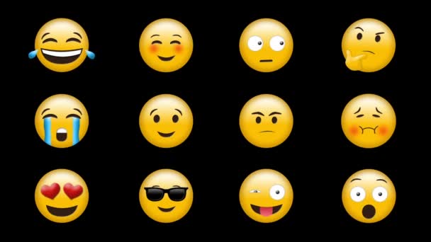 Vídeo Generado Digitalmente Varios Conceptos Emoji — Vídeo de stock