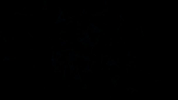 Polygone scintillant avec points de connexion et lignes sur fond noir 