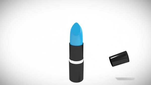 Video Digital Yang Dihasilkan Dari Gambar Lipstik Biru Pada Latar — Stok Video