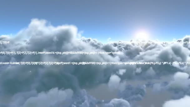 Códigos Gerados Digitalmente Contra Nuvens — Vídeo de Stock