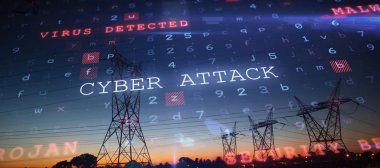 Virüs arka planı akşam elektrik pilon siluet