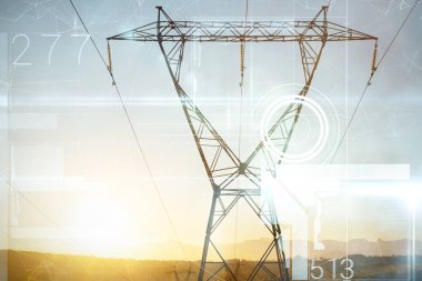 Yıldız akşam elektrik pilon siluet karşı takımyıldızı