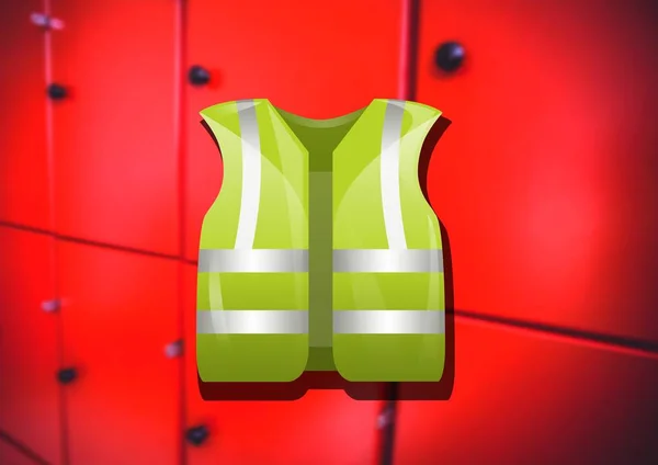 Digital Composite Safety Visibility Vest Red Lockers — Stock Photo, Image