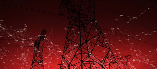 Ekran Czasów Przed Wieczorem Energii Elektrycznej Pylon Sylwetka — Zdjęcie stockowe