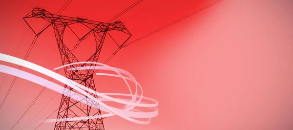 Projeto Linha Cinza Contra Silhueta Nylon Eletricidade Noite — Fotografia de Stock