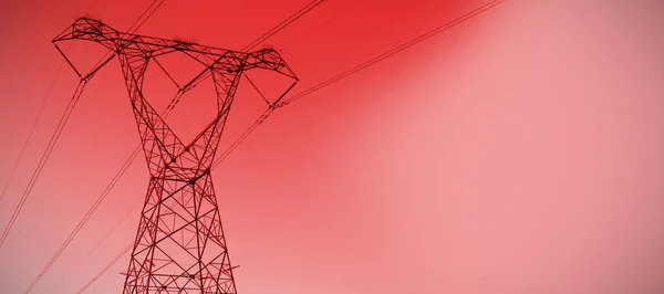 Večerní Elektřiny Pylonu Silueta — Stock fotografie