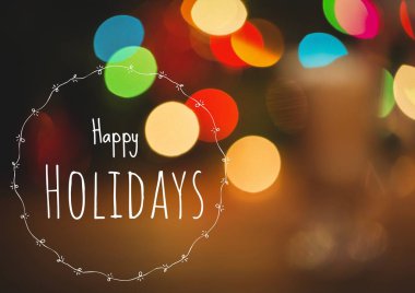 Mutlu tatiller metin ile büyülü ışık dijital bileşik