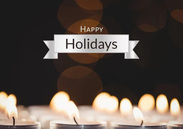 Digital Composite Happy Holidays Text Candles — Stock Photo, Image