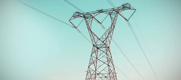 Evening Electricity Pylon Silhouette — Stock Photo, Image