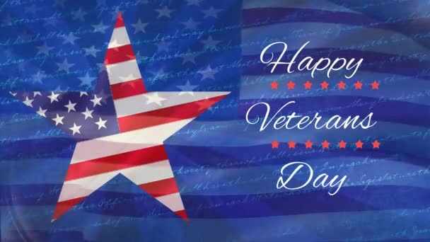 Digital Generated Video Veterans Day Text Star Usa Flag — Stock Video