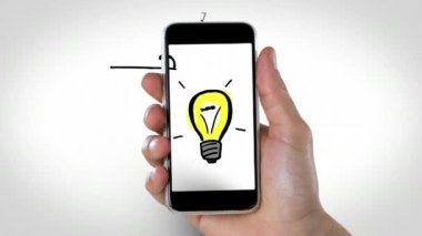 Elektrikli ampul ve beyaz arka plan 4 k karşı rekabet bulut oluşturulan dijital video