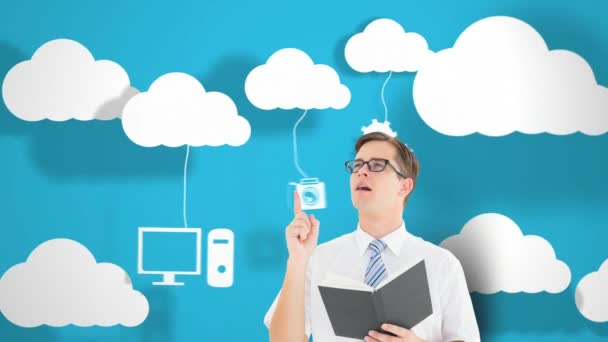 Digitálně Generované Video Podnikatel Cloud Computing Koncepce — Stock video