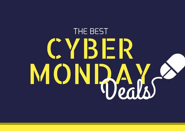 Digital composite of Cyber Monday Sale in blue and yellow with mouse