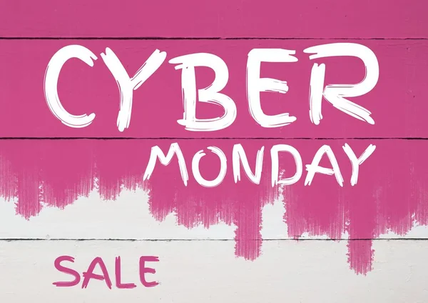 Composto Digital Cyber Monday Venda Parede Pintada Rosa — Fotografia de Stock