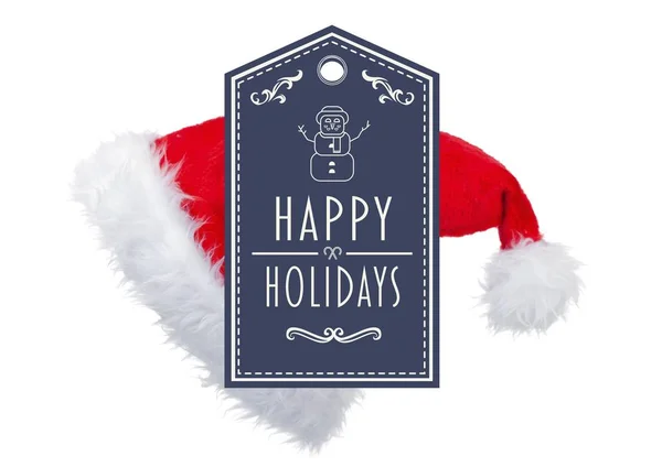 Digital Composite Happy Holidays Text Santa Hat — Stock Photo, Image