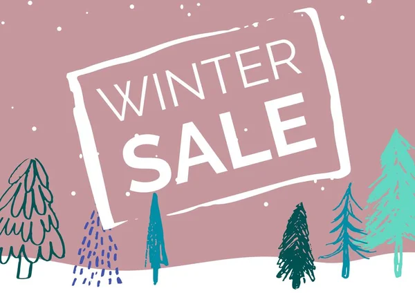 Compuesto Digital Winter Sale Estilo Ilustrado Con Abetos Verdes Fondo —  Fotos de Stock