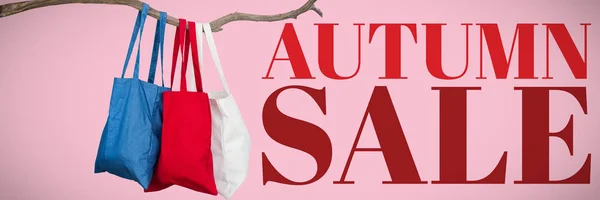 Canvas Bags Pink Background Autumn Sale — Stock Photo, Image