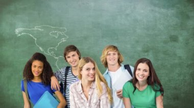 Dünya Haritası 4 k karşı duran öğrenci dijital oluşturulan video