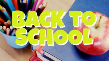 4 k dijital oluşturulan video geri okul ve okul malzemeleri