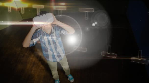 Vidéo numérique générée de l'homme utilisant un casque de réalité virtuelle avec dna 4k 