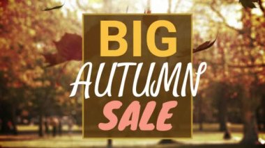 Sonbahar satış düşen yaprakları üzerinde dijital olarak oluşturulan video