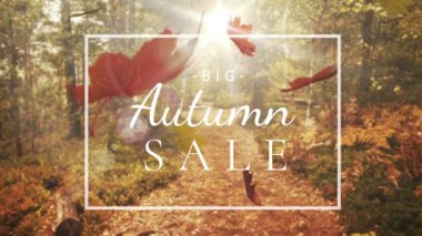 Sonbahar satış düşen yaprakları üzerinde dijital olarak oluşturulan video