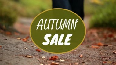 Sonbahar satış ve yürüyen adam dijital olarak oluşturulan video 