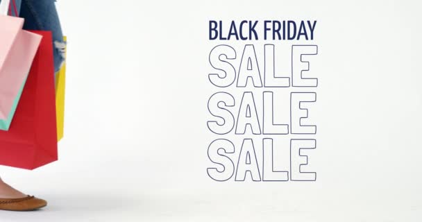 Digital Generiertes Video Vom Black Friday Sale Und Einer Frau — Stockvideo