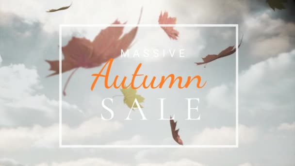 Digitálně Generované Video Podzimní Prodej Přes Padající Listí — Stock video