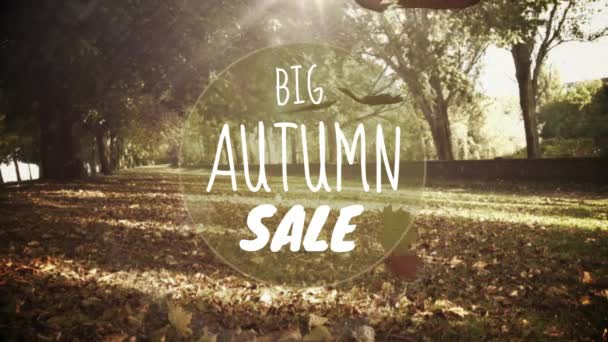 落ち葉の上の秋の販売のデジタル生成ビデオ — ストック動画