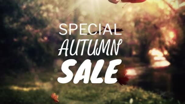 Digitally Generated Video Autumn Sale Falling Leaves — Stock Video