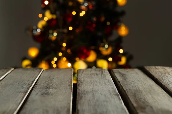 Χώρο Αντίγραφο Ένα Τραπέζι Ένα Χριστουγεννιάτικο Δέντρο — Φωτογραφία Αρχείου