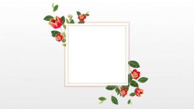 Çiçekler beyaz arka plan ile boş çerçeve 
