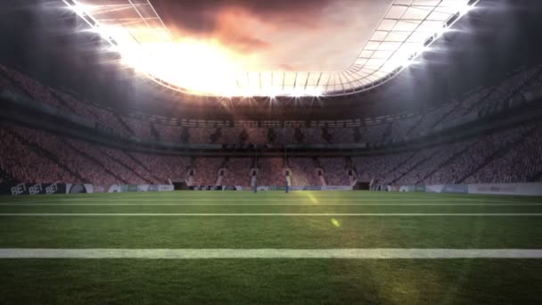 観客とサッカー スタジアムの映像をデジタル生成 — ストック動画