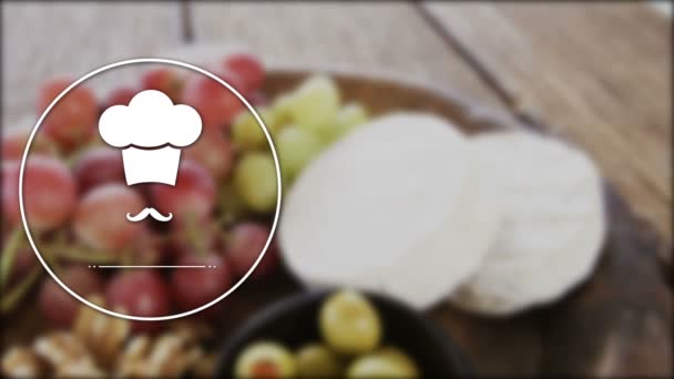 Chef Şapka Gıda Arka Planda Bıyıklı Simgesi — Stok video