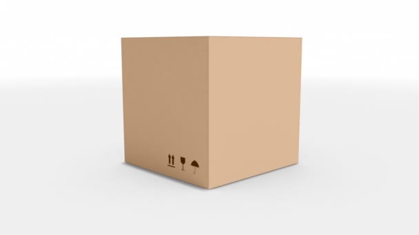 数字生成的纸板盒的视频与白色背景 — 图库视频影像