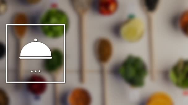 Икона Крышки Блюда Ингредиентами — стоковое видео