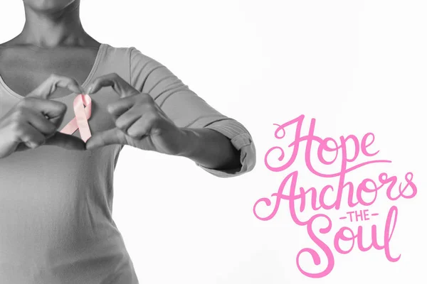 Hope Ancla Alma Contra Las Mujeres Que Usan Camisa Rosa — Foto de Stock