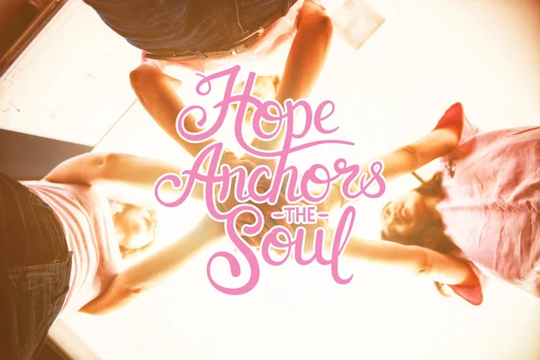 Hope Anchors Soul Women Pink Outfits Standing Breast Cancer Awareness — Stock Photo, Image