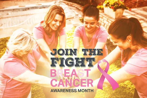 Borst Kanker Bewustzijn Bericht Tegen Vrouwen Het Dragen Van Roze — Stockfoto