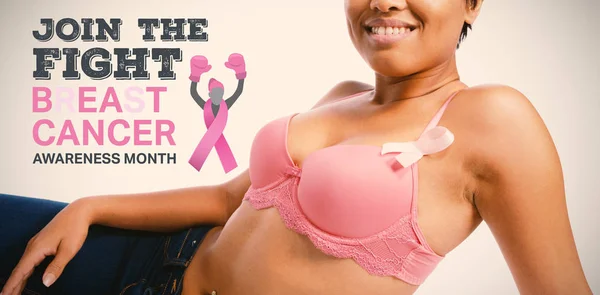 Borst Kanker Bewustzijn Bericht Tegen Vrouw Voor Borst Kanker Bewustzijn — Stockfoto